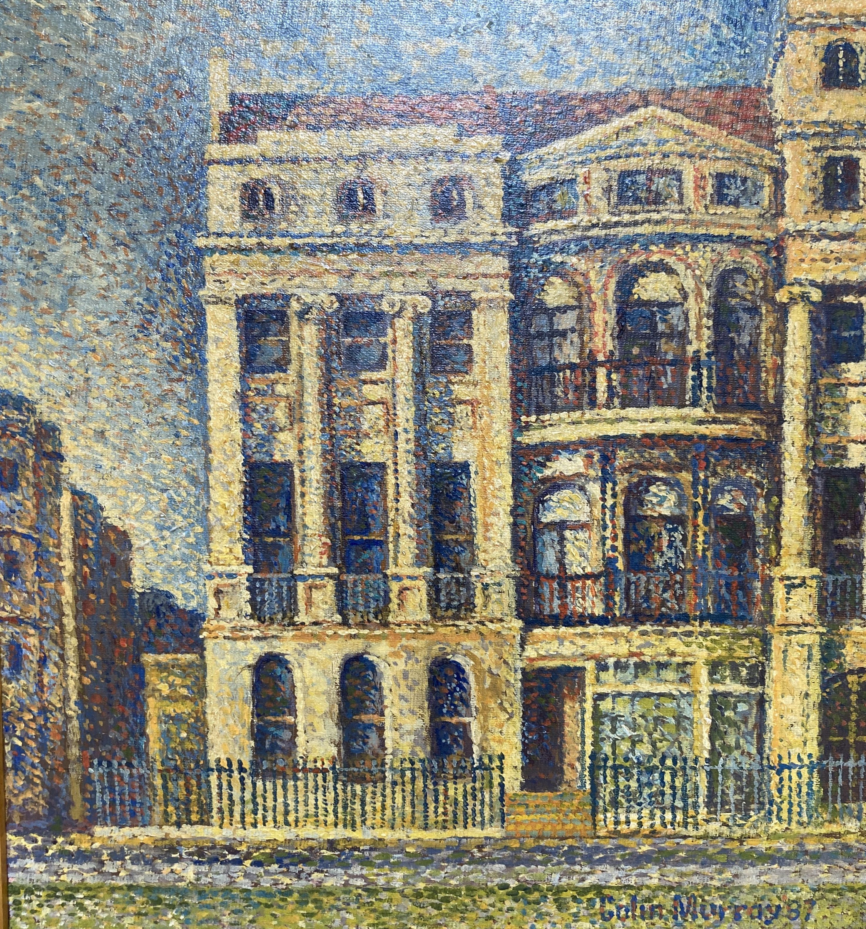 Colin Murray (b.1936), oil on canvas board, Georgian and Regency facade, Brighton, signed and dated 87, 27 x 24.5cm